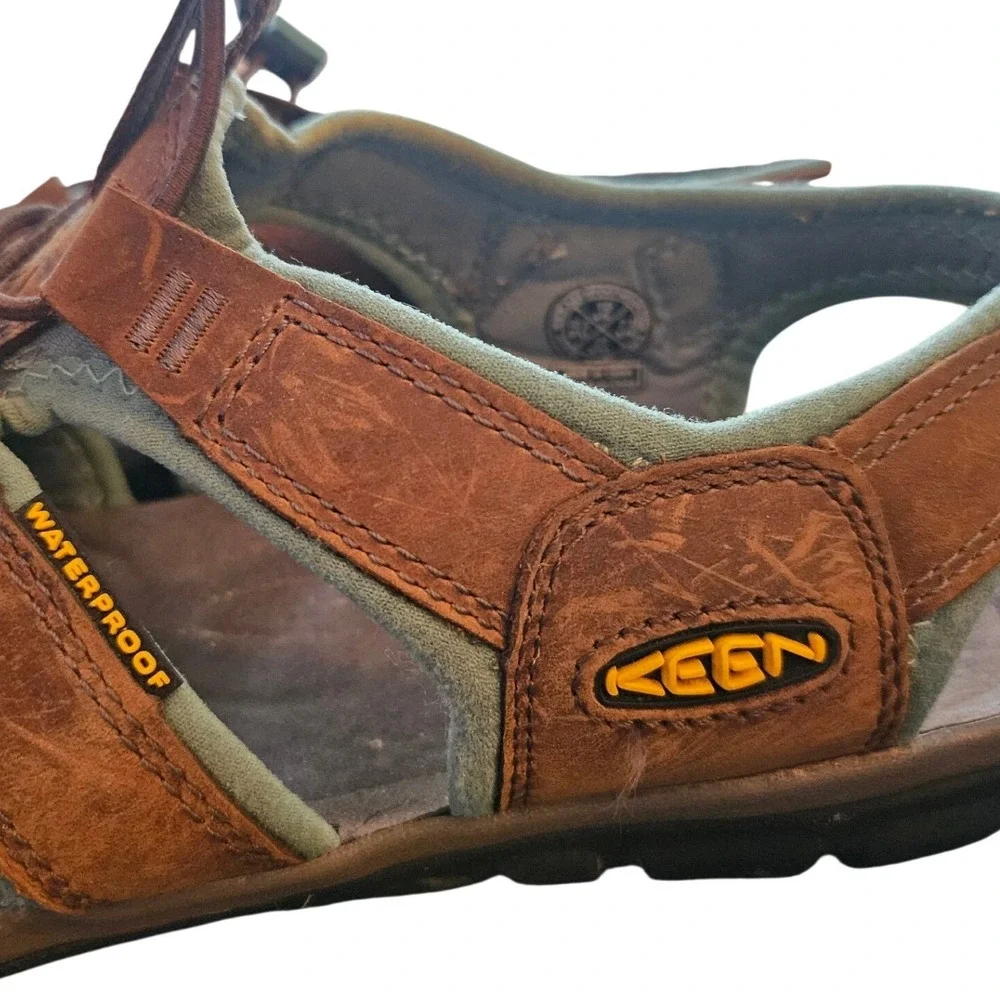 KEEN CNX Waterproof Leather Hiking Sandals Women Size 10 Brown Outdoor Gorpcore